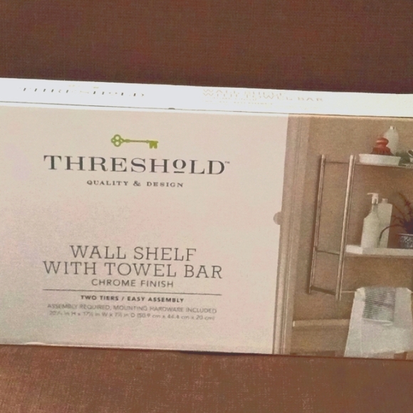Threshold Wall Shelf with Towel Bar Chrome Finish - Picture 1 of 7